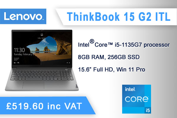 Lenovo ThinkBook 15 G2 ITL 20VE00RPUK Core i5-1135G7 8GB 256GB SSD 15.6IN FHD Win 11 Pro
